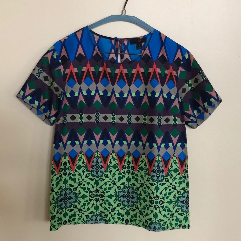 J.Crew Geo Silk Shirt size 0